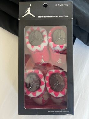 Jordan Baby Booties in Pink, White & Gray